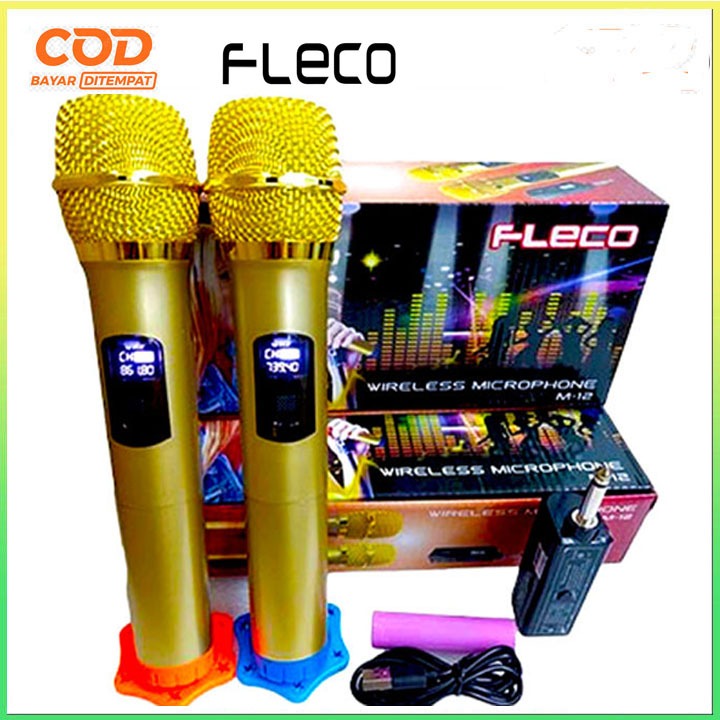 Microphone Profesional Wireless Mic Double FLECO M-12//Mic Wireless Double FLECO M 12//MIC KARAOKE//