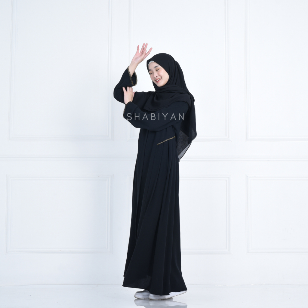 SHABIYAN 449 Gamis Hitam Polos Abaya Premium | Esra-XS = LD 85