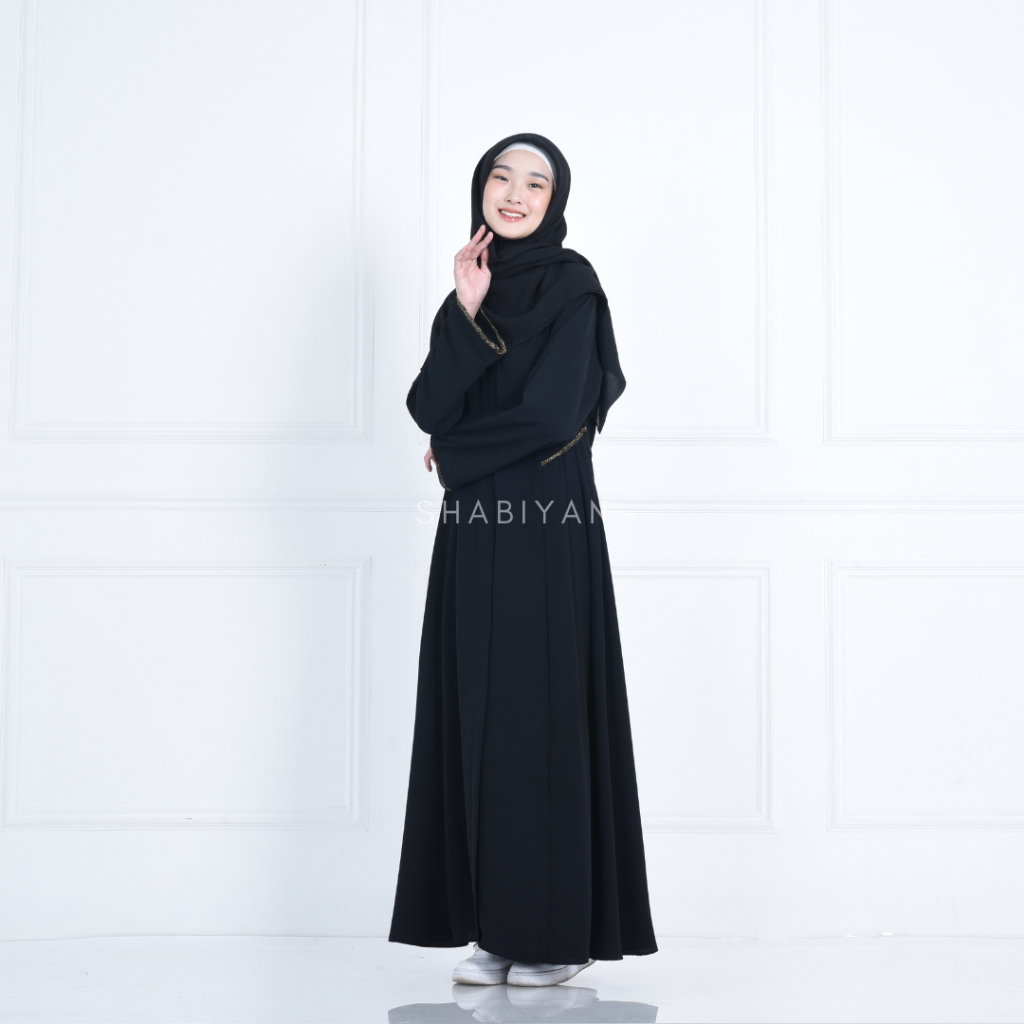 SHABIYAN 449 Gamis Hitam Polos Abaya Premium | Esra-L = LD 105