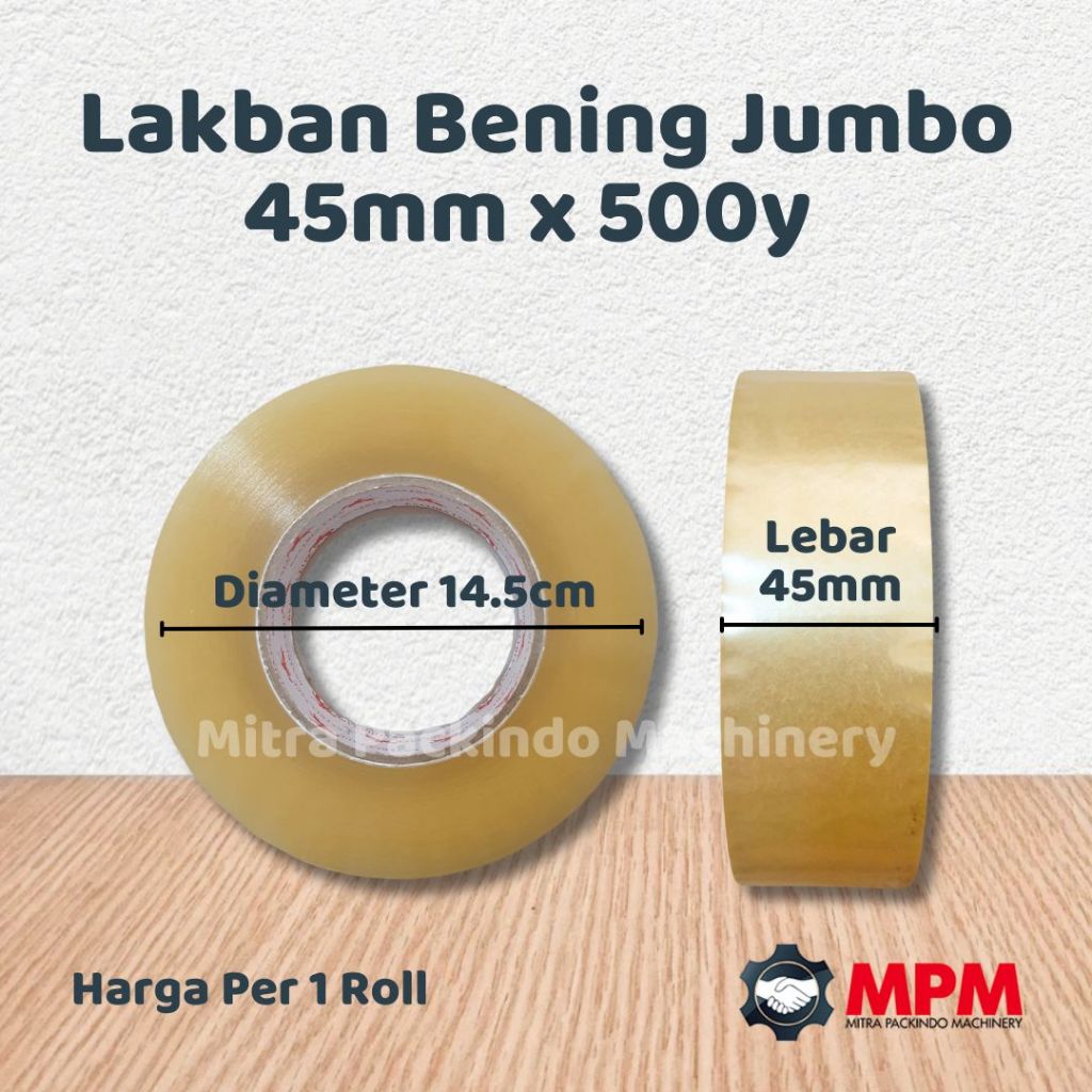 Lakban Jumbo Bening 500yard / Isolasi OPP Clear Super Jumbo 48mm x 500 yard