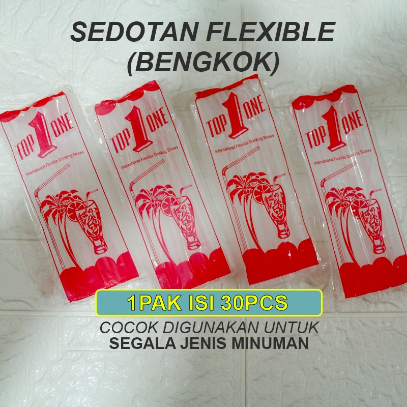 Sedotan Plastik Bening Flexible Bengkok Tekuk Transparan Panjang 23cm