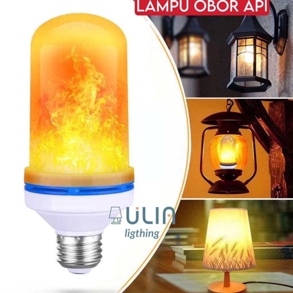 LAMPU BOHLAM API OBOR 9W E27 220V WW / LAMPU HIAS DINDING CAFE RUMAH CLASSIC TAMAN LED PILAR FIRE EF