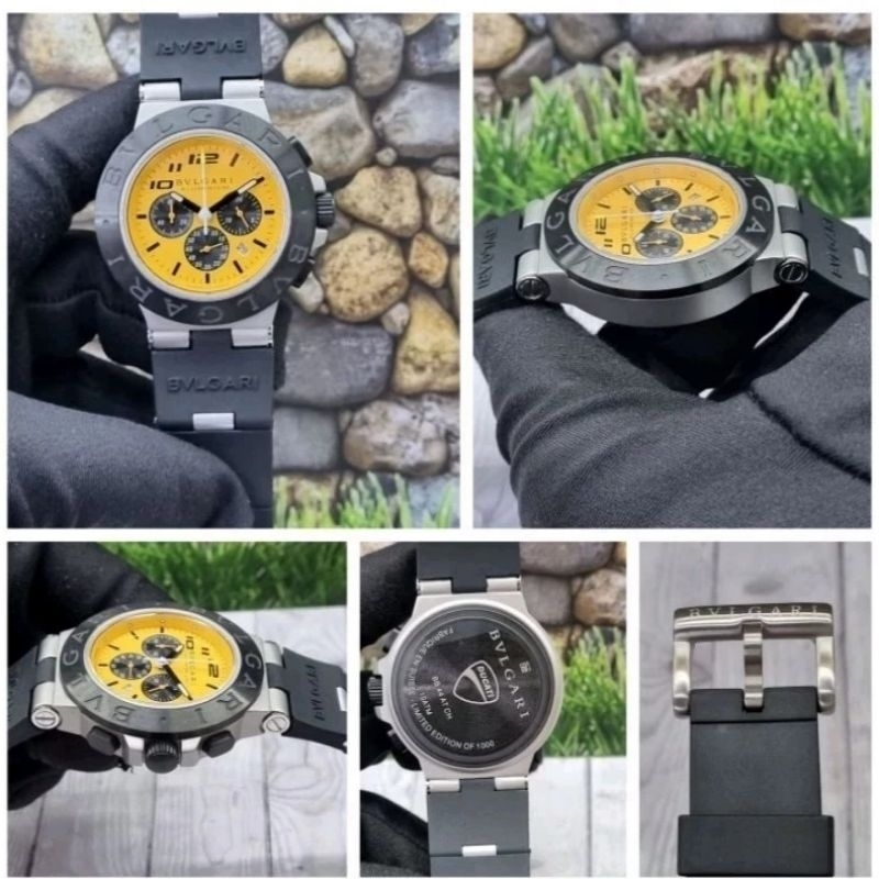 JAM TANGAN COWOK BVLGARI STRAP RUBER JAM TANGAN QUARTZ PRIA