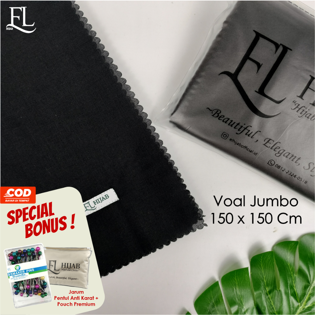 Hijab Segi Empat Polos Voal Premium Laser Cut Panjang Lebar Jumbo Syari 150x150