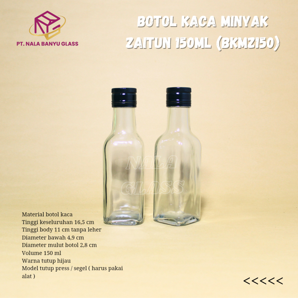 bkmz150 Botol kaca minyak zaitun 150ml/botol kaca madu tutup press