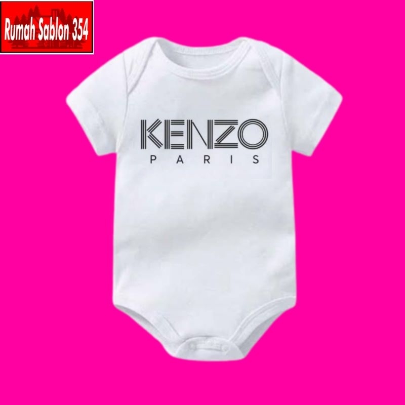 Kaos Baju bayi jumper baby KENZO PARIS Signature Tiger WHITE Colour Brand merk bodysuit jumpsuit bab