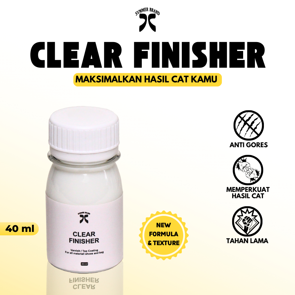 CLEAR FINISHER VARNISH CAT SEPATU CAT AKRILIK KULIT KANVAS LEATHER PAINT CAT CANVAS - SUMMER BRAND