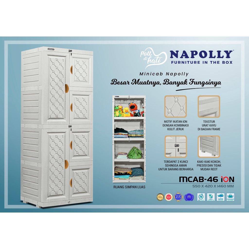 ✨12.12✨ COD LEMARI BAJU PLASTIK NAPOLLY AKAKO MINI CABINET MCAB 36 ION MCAB 46 ION CERMIN / LEMARI P