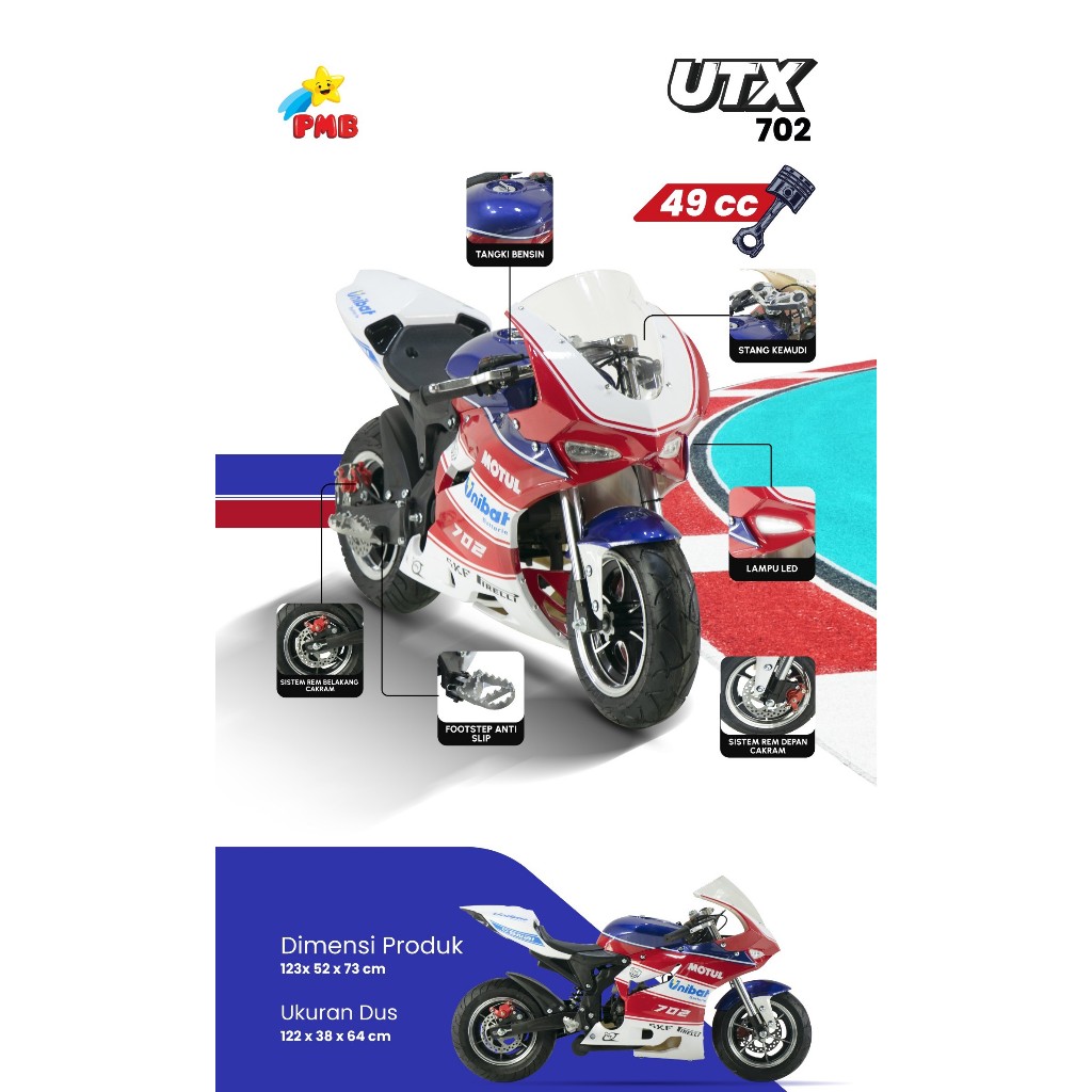 Mainan Anak PMB MOTOR BENSIN Otomotif Seru Balap MOTO GP MOTUL UTX-702 - onlinepratama88