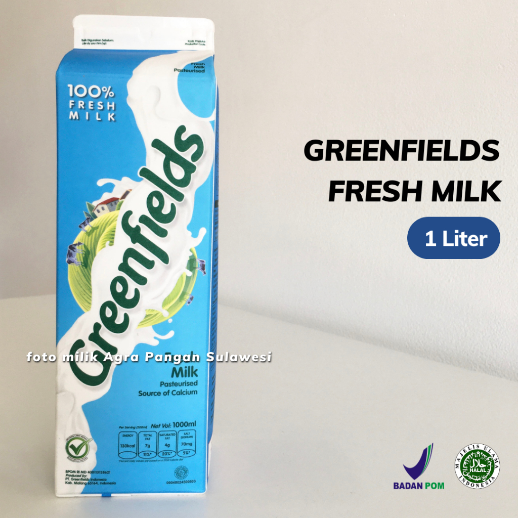 

GREENFIELDS FRESH MILK 1 Liter | Susu Segar GreenField Freshmilk Pasteurisasi 1000 ml 1L