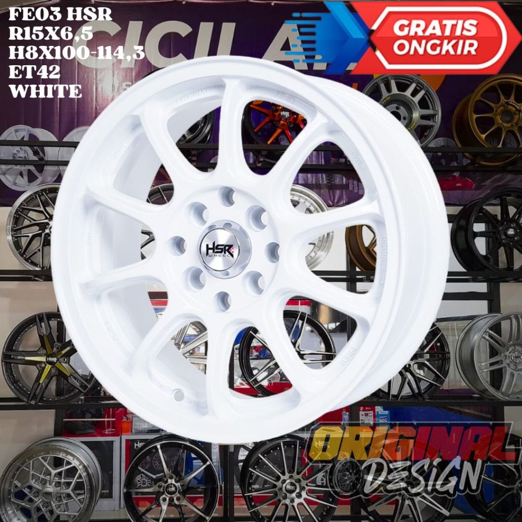 Velg Mobil Ring 15 HSR FE03 R15 White / Putih Sigra Avanza Brio Confero
