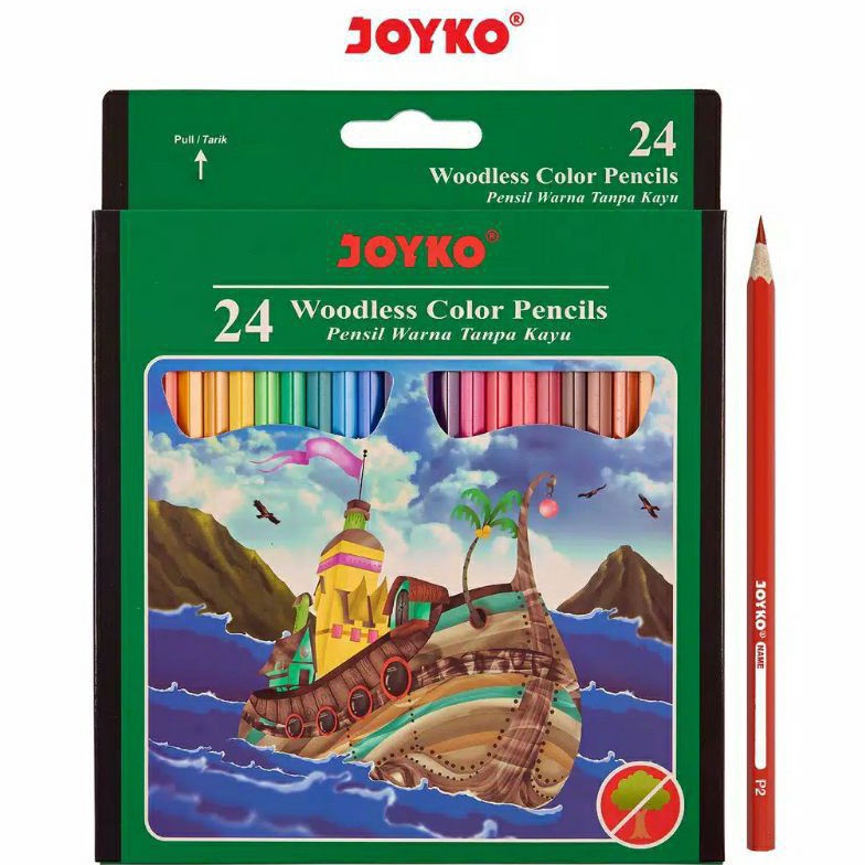 

[✲Q6@] Pensil warna Joyko 24 warna panjang CP-104 Woodles ( 1 set ) Weekend