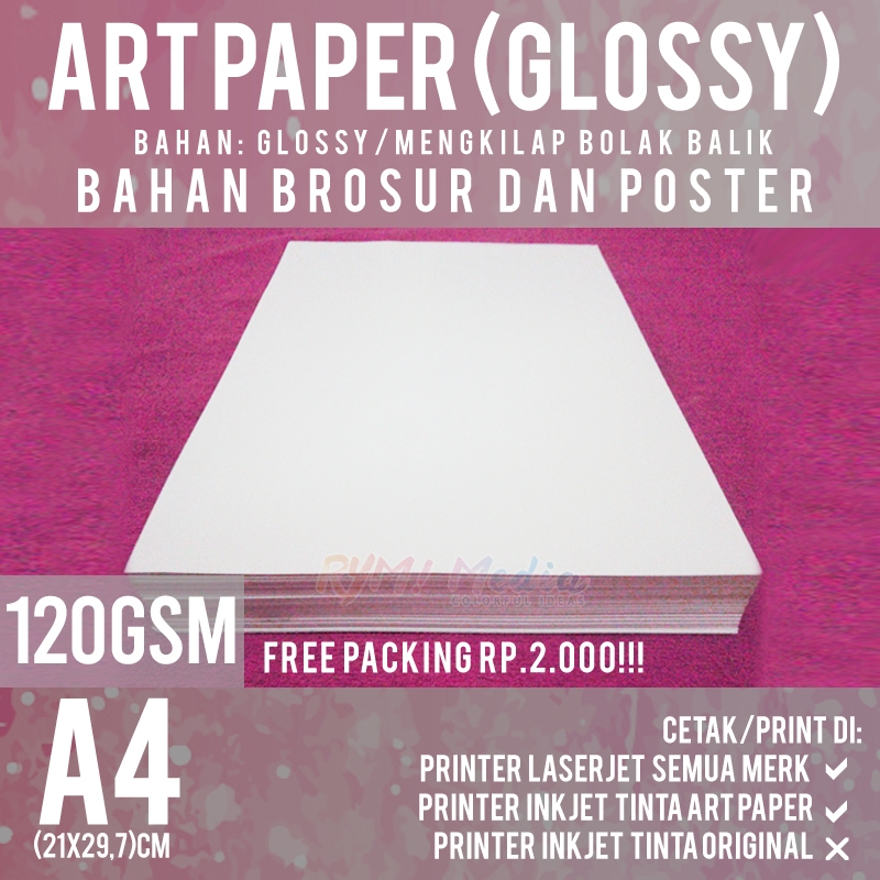 

Art Paper 120 gsm A4 isi 100 Lembar / Kertas Bahan Brosur Mengkilap Glossy 120 gram
