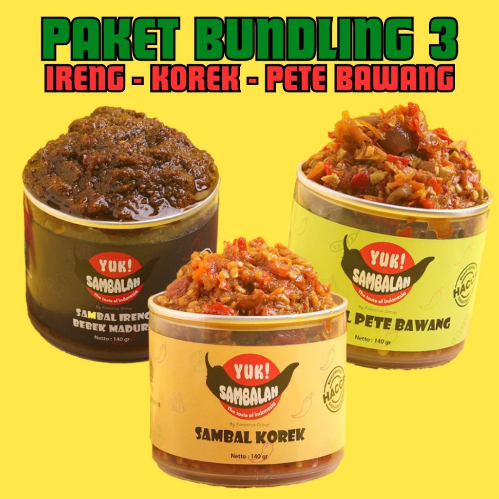 

Paket 3 Sambal - Ireng Bebek + Korek + Pete Bawang - YukSambalan