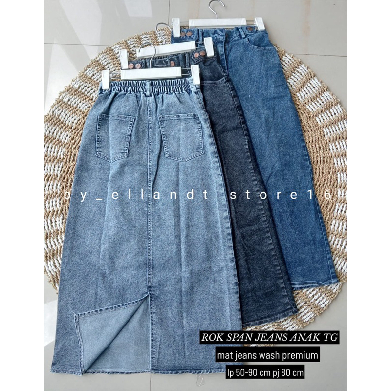 Rok jeans anak span new 8-12 tahun