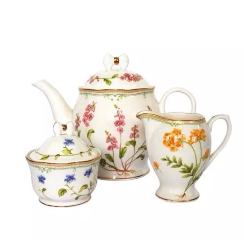 St Saint James Garden Gate Tea Set Teapot Creamer Sugar Fine Bone China Ceramic Premium Hampers Parc