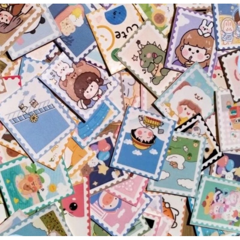 

stiker perangko stiker lucu stiker label stiker kawai freebies isi 20pcs