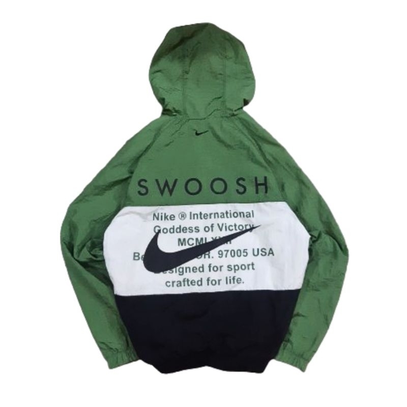 Vintage Jacket / Jaket Windbreaker Nike Inernational Spell Out Big Swoosh Threetone Colorblock