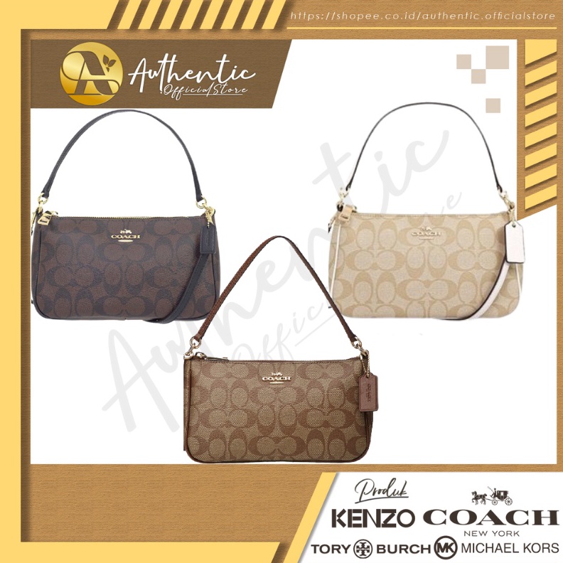 MALL 36674 ori coach Top Handle Pouch Signature tas bahu wanita tas tangan 