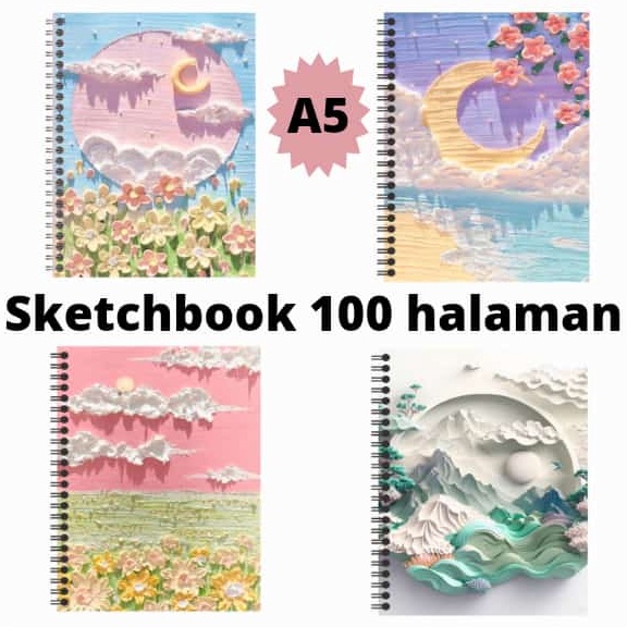 

R3ady St0ck SKETCHBOOK A5 ISI 100 HALAMAN /BUKU SKETSA/ BUKU GAMBAR TEMA COVER 3D & POP ART Diskon Spesial
