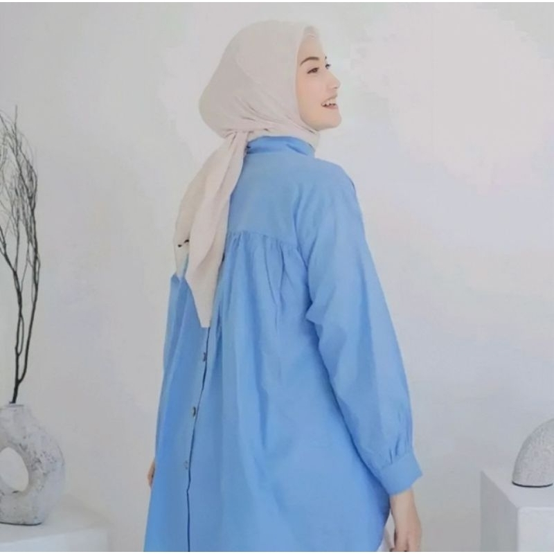 Rika Top Blouse Wanita Linen Rami Kancing Belakang - Atasan Wanita Karina Shirt - Atasan Wanita Popu