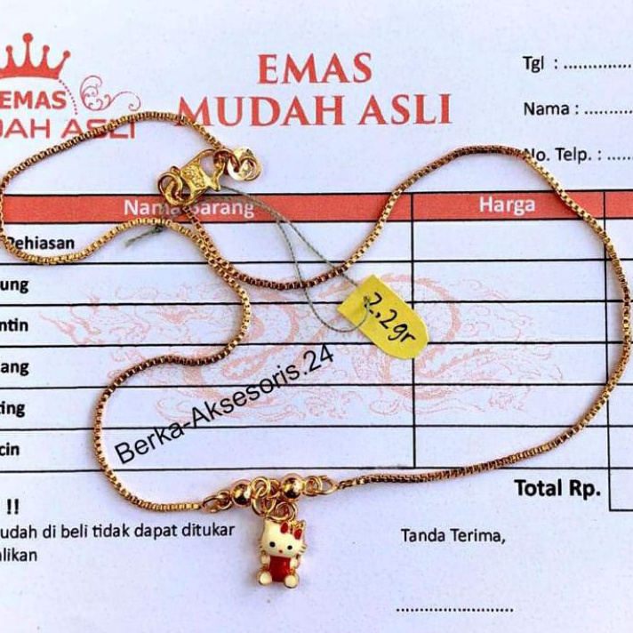 JZFQ6992 Free Ongkir Kalung anak liontin hello Kitty, kadar 23,5 emas muda asli(free surat dari toko
