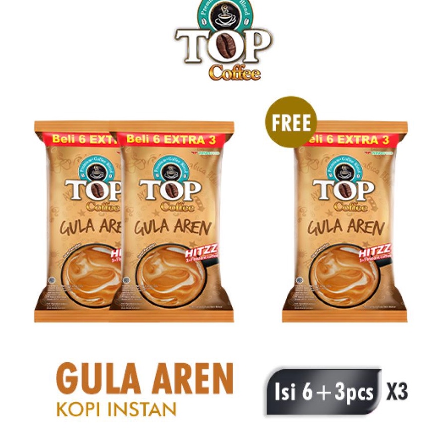 

ZPJZ8781 COD Top Coffee Kopi Instan Gula Aren Pack 22 gr isi 6 + 3 pcs x3