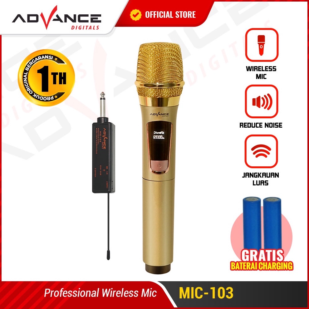 ✨Terbaru✨ Advance MIC103 Mic Wireless Microphone Bluetooth Karaoke BONUS Baterai murah
