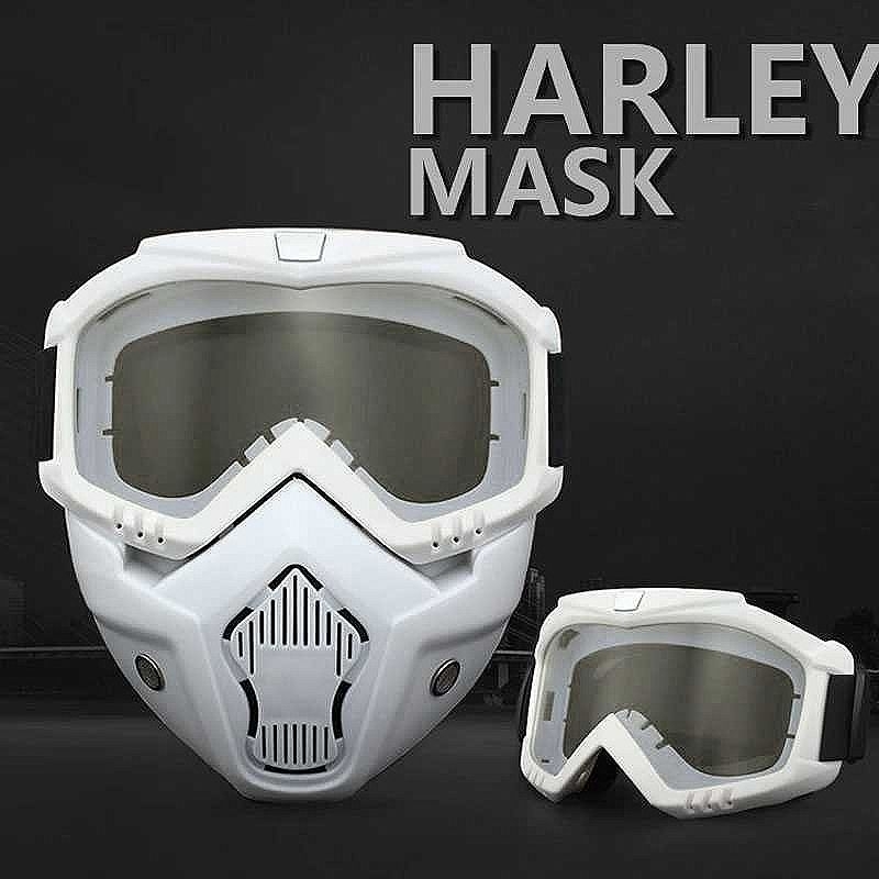 Masker / topeng kacamata helm motor putih bening google goggle mask retro carglos bogo classic tacti