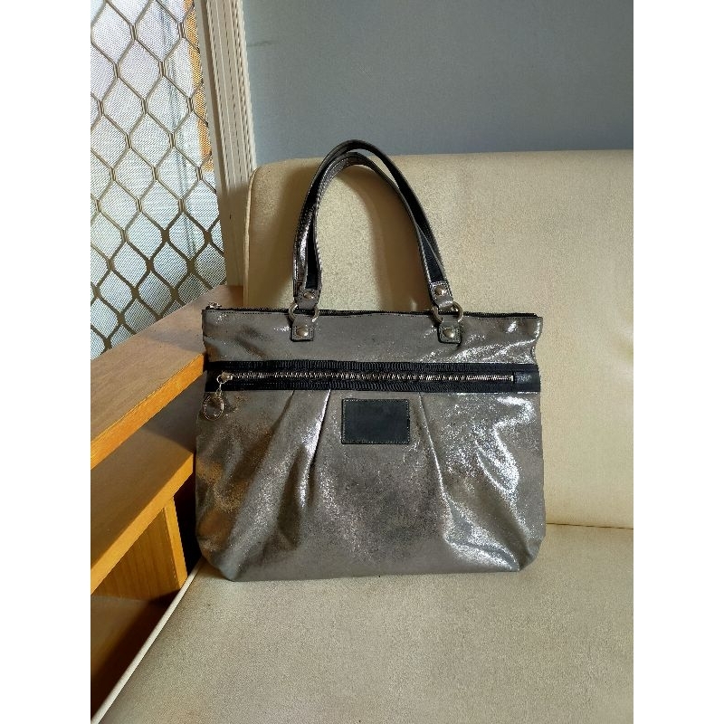 Preloved Coach Poppy Silver Double Handle