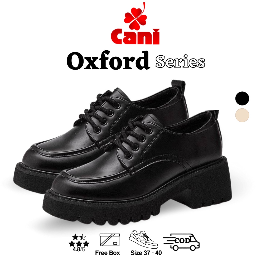 ✨SHOPEE MALL✨ Cani "Free Box" Oxford Sepatu Boots Wanita Korea Boots Kulit Sepatu Kualitas 9094 serb