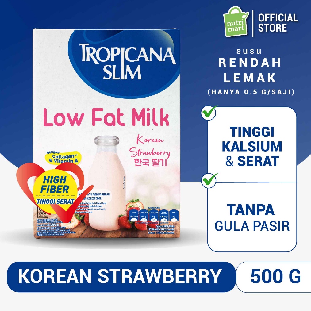 

✨Original✨ Tropicana Slim Low Fat Milk Korean Strawberry 500 gram – Susu Diet dengan Kolagen !!!