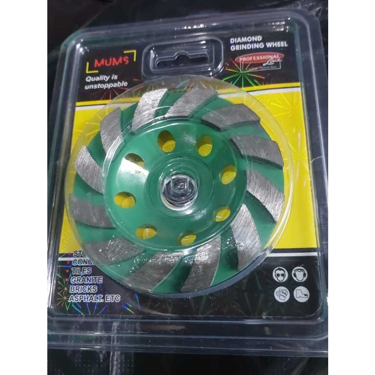 DIAMOND CUP WHEEL 4" / MATA GERINDA POLES BETON GRANITE KERAMIK GRANIT/MATA POTONG KERAMIK DIAMOND W