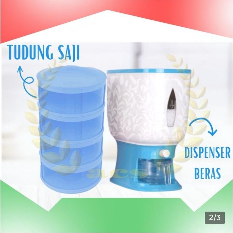 Import Terlaris PAKET DISPENSER BERAS 12L + TUDUNG SAJI 4 SUSUN murah