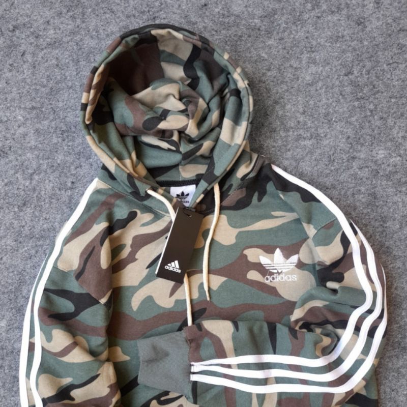 Sweater hoodie ADIDAS loreng camo premium - hoodie cotton unisex loreng full hastag tripel terlaris