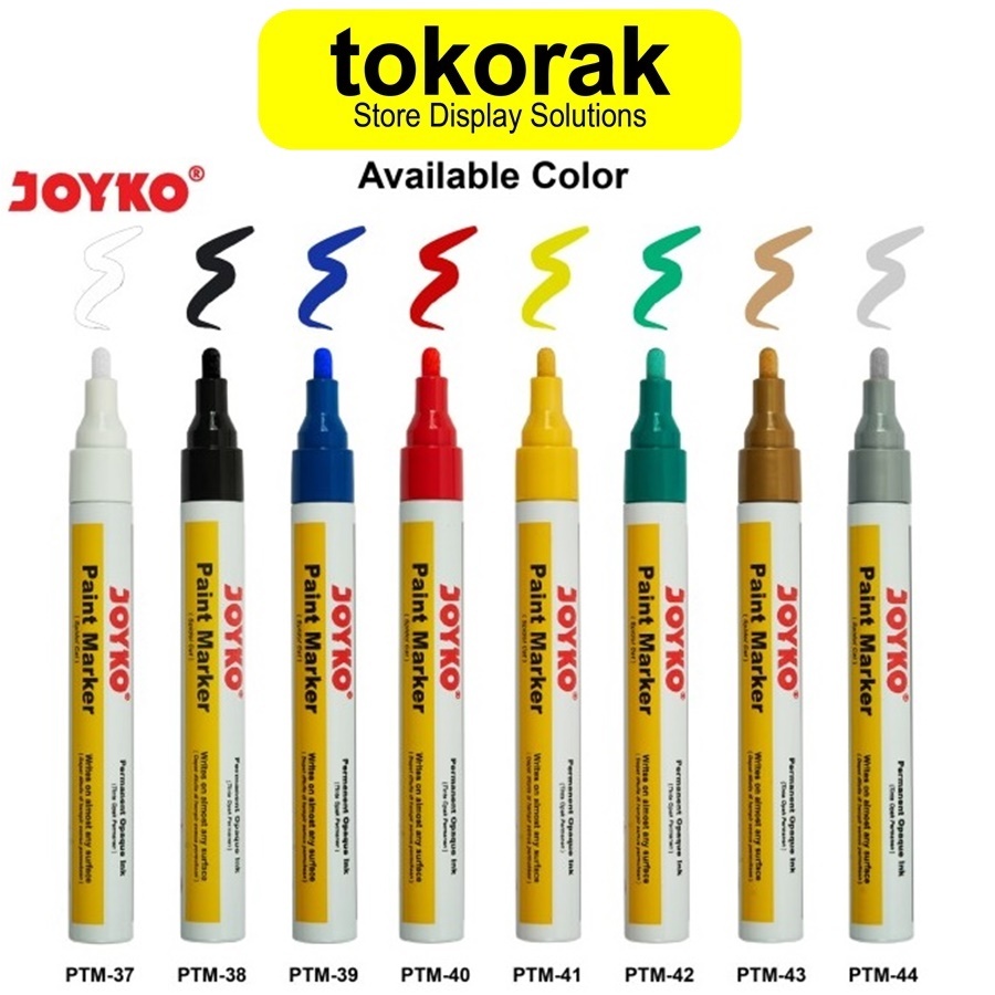 PAINT MARKER COLOR JOYKO SPIDOL CAT PERMANEN PUTIH PTM 37 WHITE HITAM