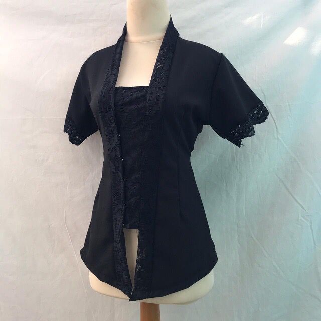 Kebaya Bali model kutubaru lengan pendek moscref mix brokat