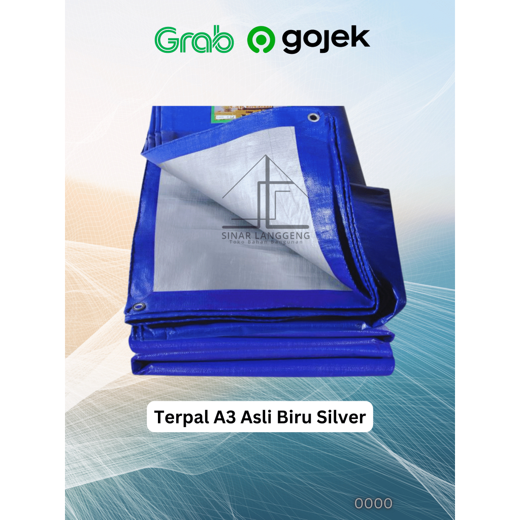 Terpal Plastik A3 Biru Silver Ukuran 3x4