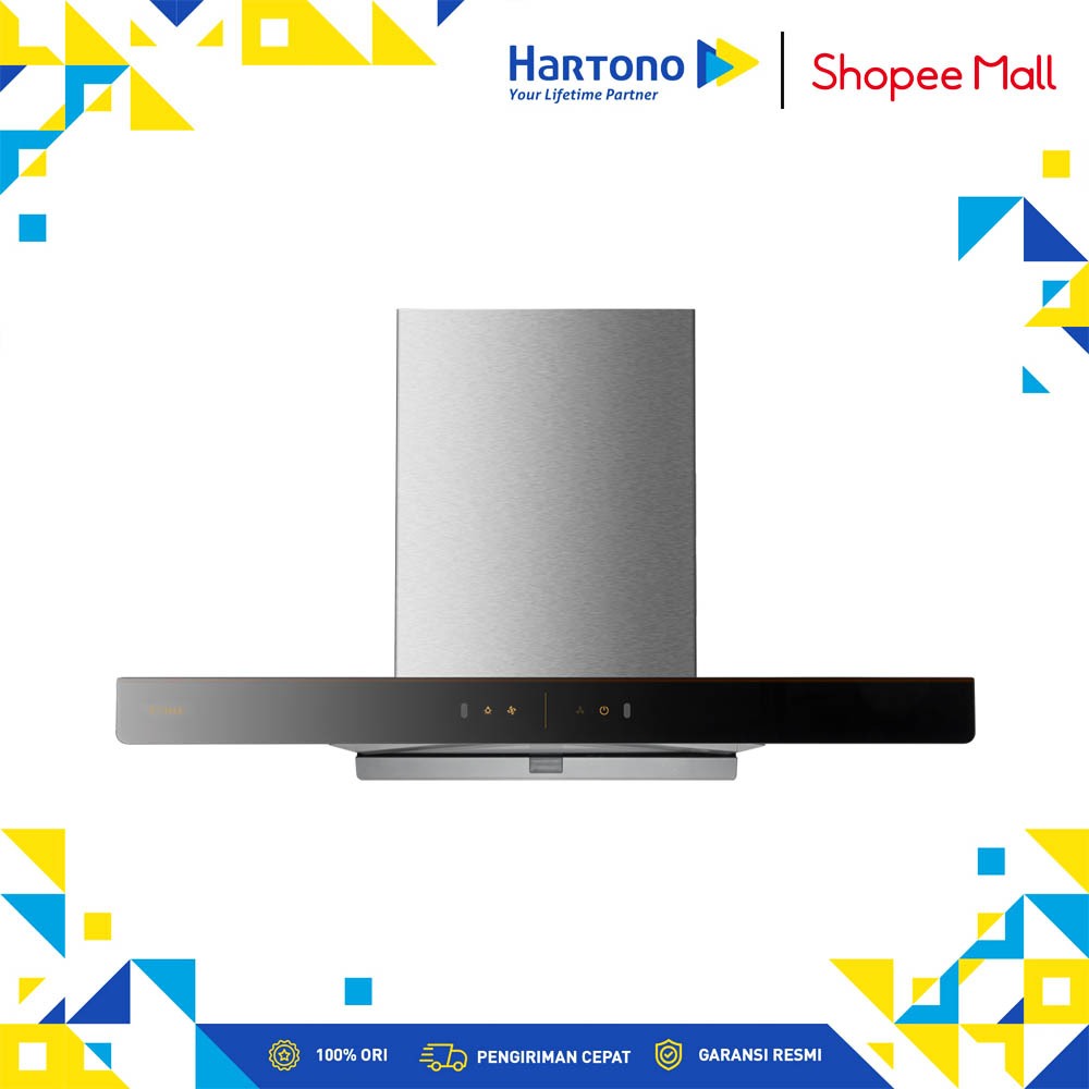 Fotile EMS9028S Range Hood Chimney - Stainless Steel dengan Panel Hitam, 1170 m³/h, 56 dB