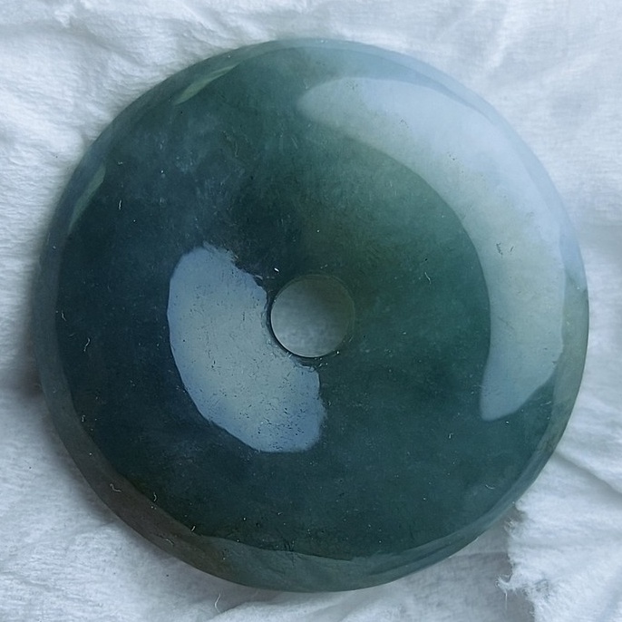 Terupd@te Tali Kalung Liontin Donat Batu Giok Asli Burma Natural Hijau China Ori dijamin Garansi Ken