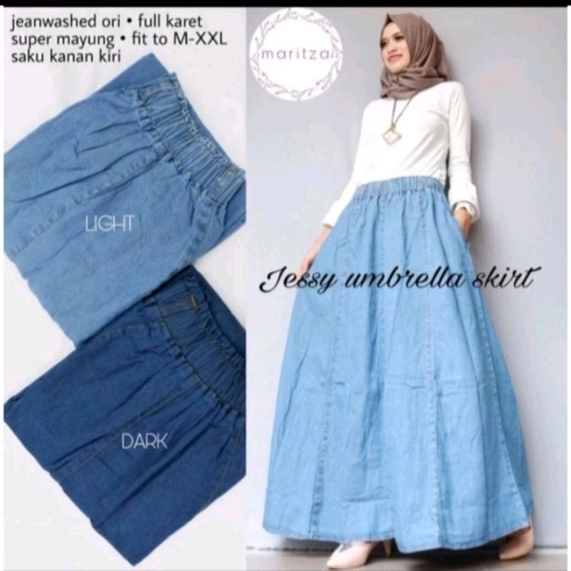 Jessy umbrella rok jeans payung premium pecah 8