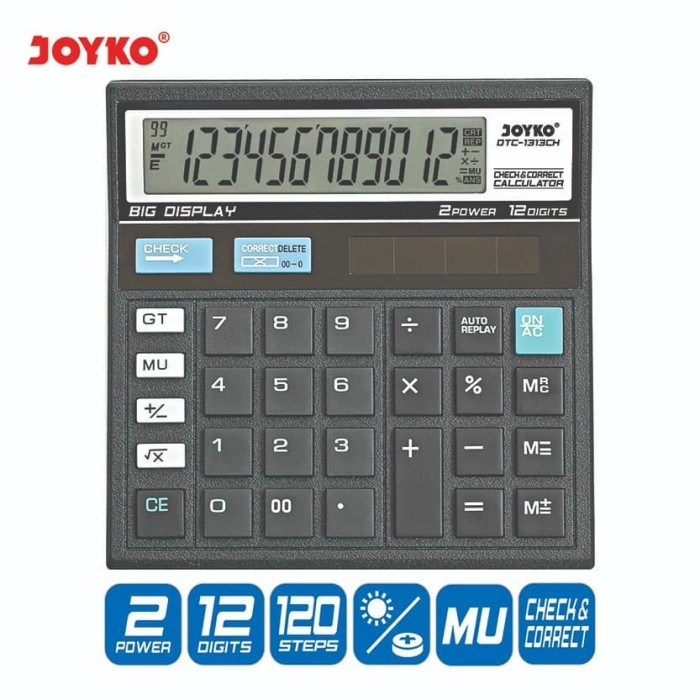 

Kalkulator Meja Joyko / Mesin Hitung DTC-1313CH Calculator 12 Digit Check Correct