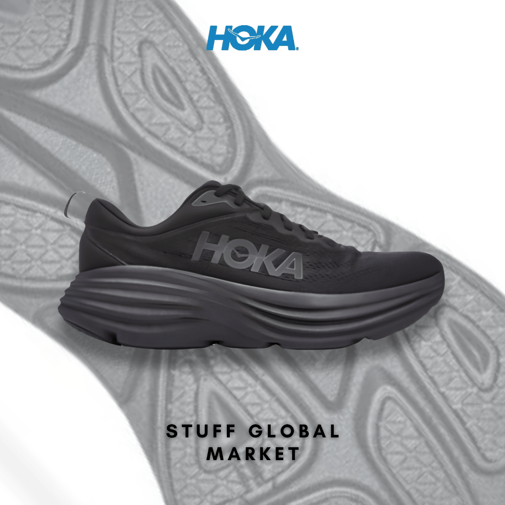 Hoka Bondi 8 Mens Road Running Shoes - Black/Black