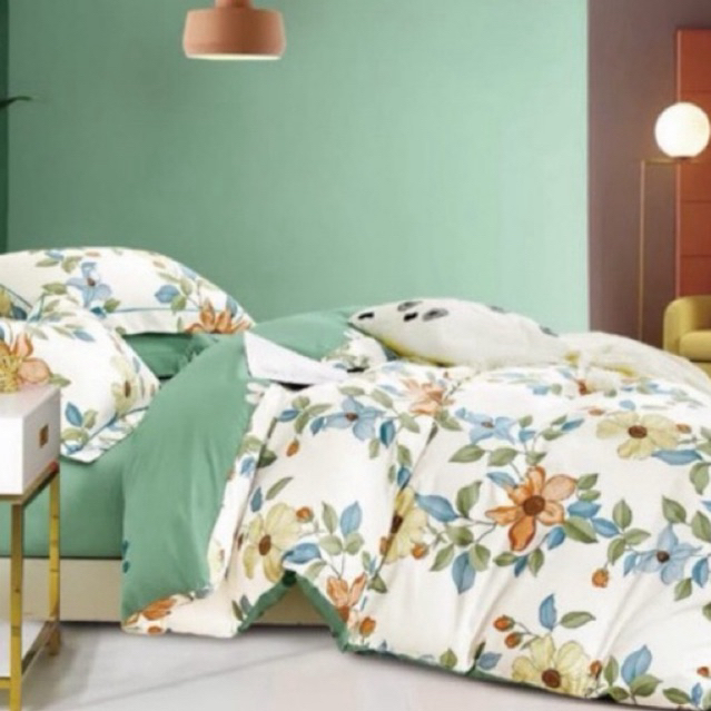 BIOSIBEDDING SPREI KATUN JEPANG MOTIF BUNGA HIJAU ORANGE PINK PUTIH CUSTOM SEMUA SIZE CUSTOM REMPEL 