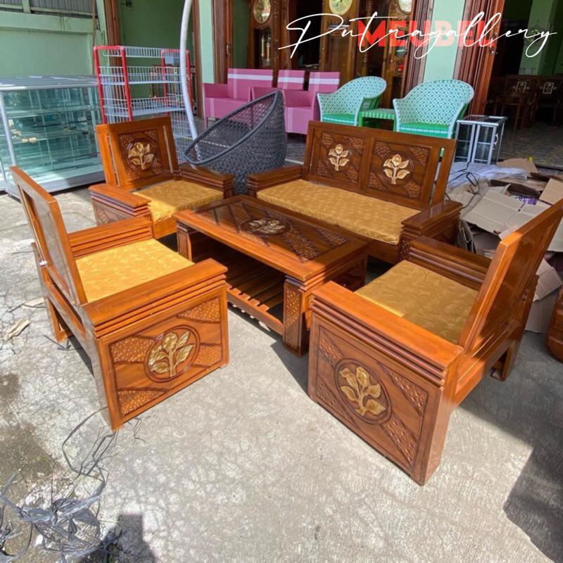 Kursi Tamu Koper Tumpuk + Busa Matras Full Kayu Jati Jepara