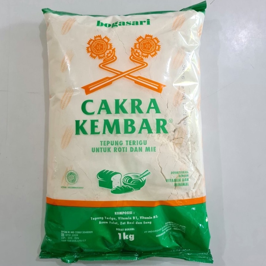 

R33ady St0ck Tepung Terigu CAKRA KEMBAR 1Kg [ Protein Tinggi ] Impor Terbaru