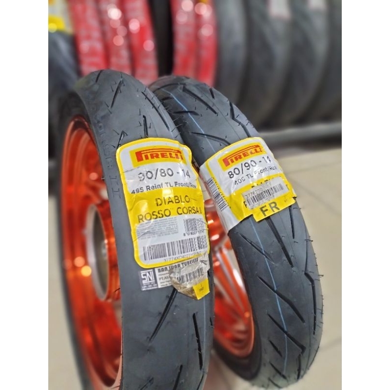 pirelli diablo rosso sport uk 80/90-14 & diablo rosso corsa ll 90/80-14 for all matik, mio, beat, va