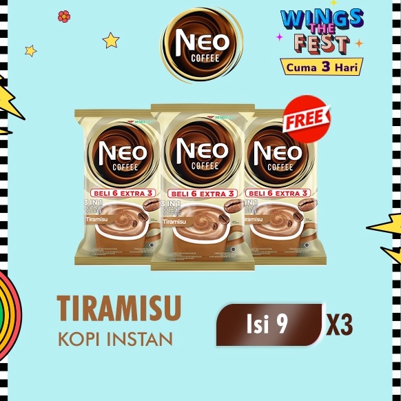 

Terl4ris Neo Coffee Kopi Instan Tiramisu Pack 20 gr isi 6 + 3 pcs x3 Kerenz