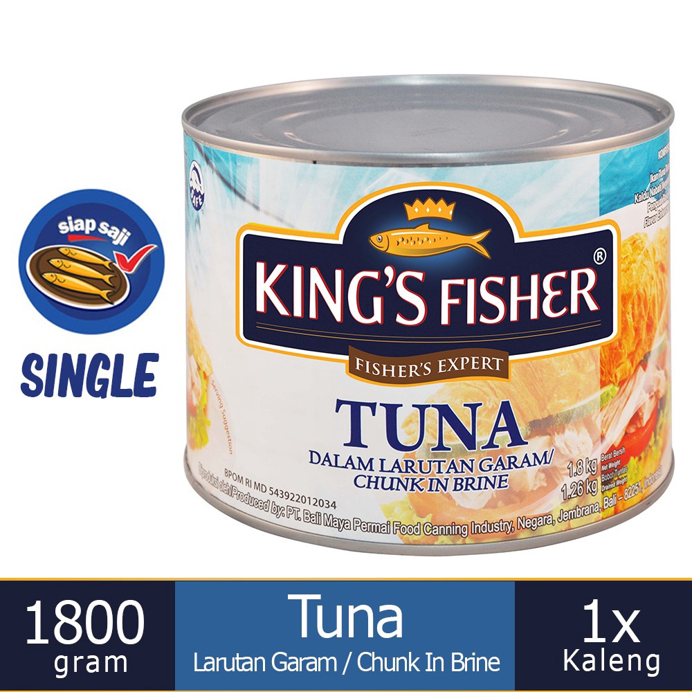 

12.12 ✨Promo✨ MyHomey King's Fisher Tuna dalam Air Garam 1800 g Tuna in Brine Daging Tuna Makanan Kaleng 