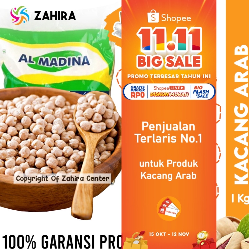 

T3rbat44s KACANG ARAB CHICKPEAS 1KG Premium Matang Souvenir Umroh Mood Booster MPASI Almond Mede Panggang Ready Stcok
